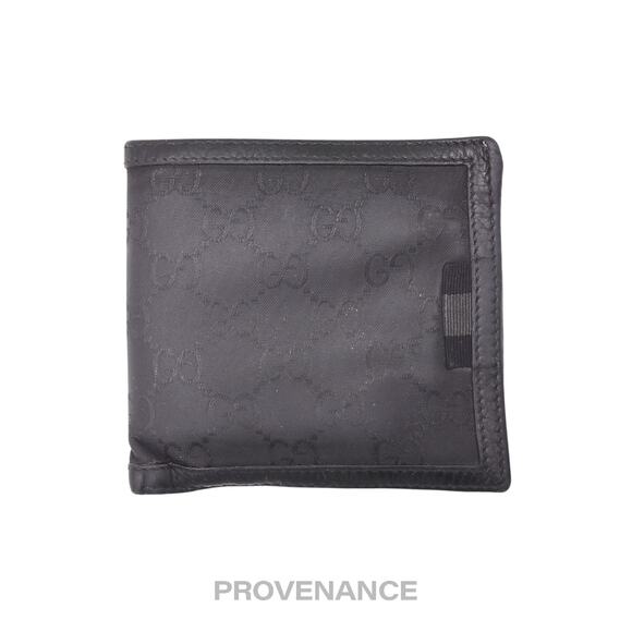 🔴 Gucci Web Bifold Wallet - GG Canvas Black Leather - Picture 1 of 9
